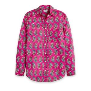 J. Crew Floral Print Button Down Shirt Long Sleeve Hot Pink